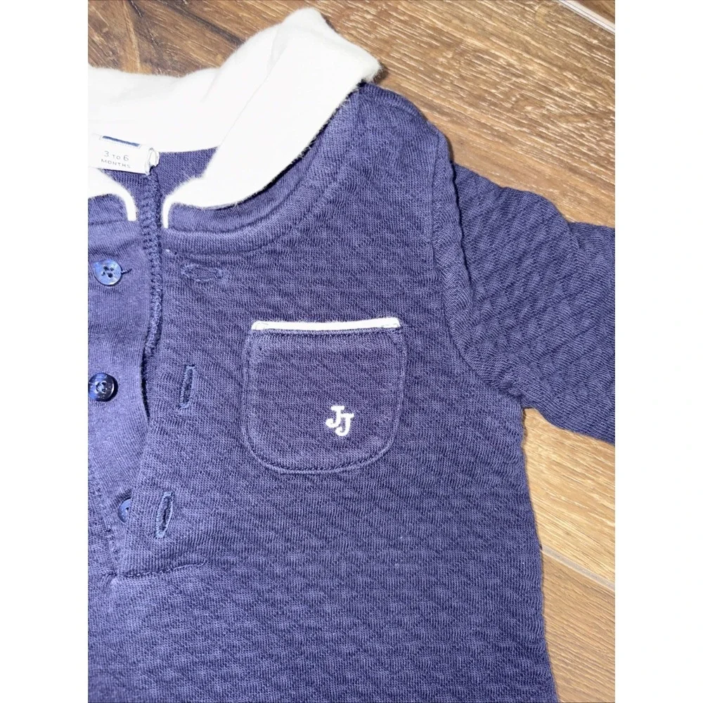 JANIE AND JACK 3-6 Months NAVY QUILTED OUTFIT One piece‎ Preppy Nautical